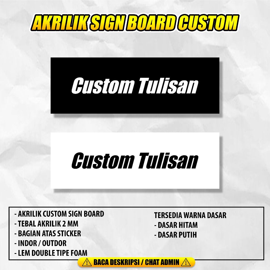 Custom Sign Nama Ruangan / Custom Tulisan Sign Board / Custom Akrilik 2mm
