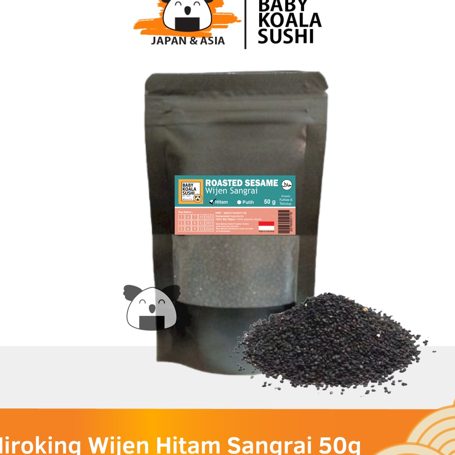 

Best Seller Hiroking Biji Wijen Hitam Sangrai 50 g Halal │ Roasted Black Sesame Seed for Sushi Ramen Terlaris