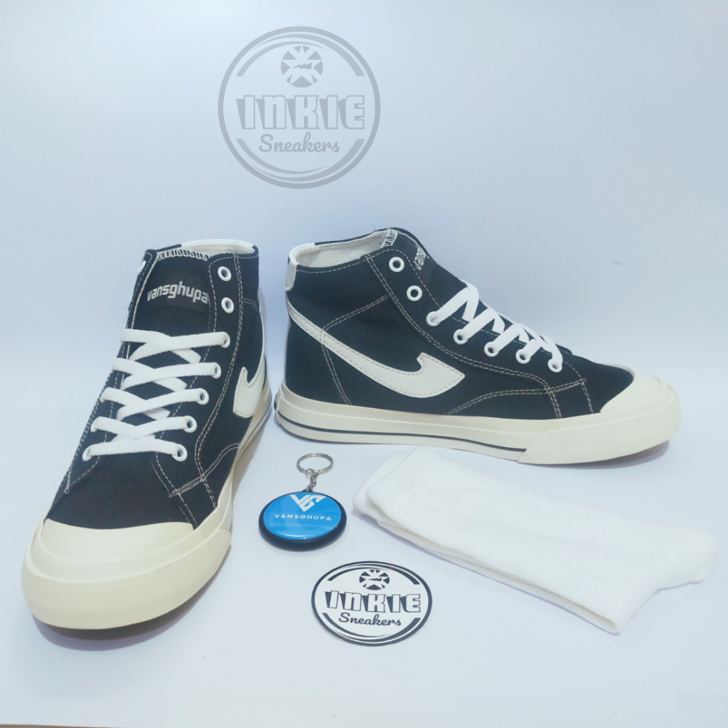 Sepatu Pria Wanita Vans Sepatu Vansghupa - Classic VG High Black Sneakers Casual Sepatu Sekolah