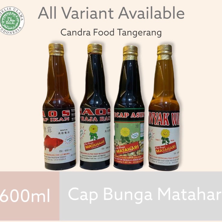 

➮➟✤ Minyak Wijen/Raja Rasa/Kecap Ikan/Kecap Asin Halal Cap Bunga Matahari 600ML