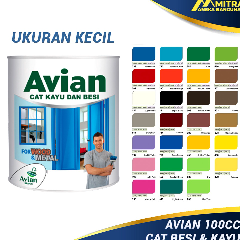 

Kirim Langsung cat besi dan kayu avian 100 cc / cat minyak sintetis / cat kayu / cat besi ukuran kecil bkn kuda terbang