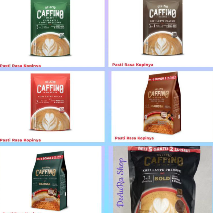 

Diskon Caffino 3 in 1 Kopi Latte Bold Barista Choco Hazelnut Classic Mocca