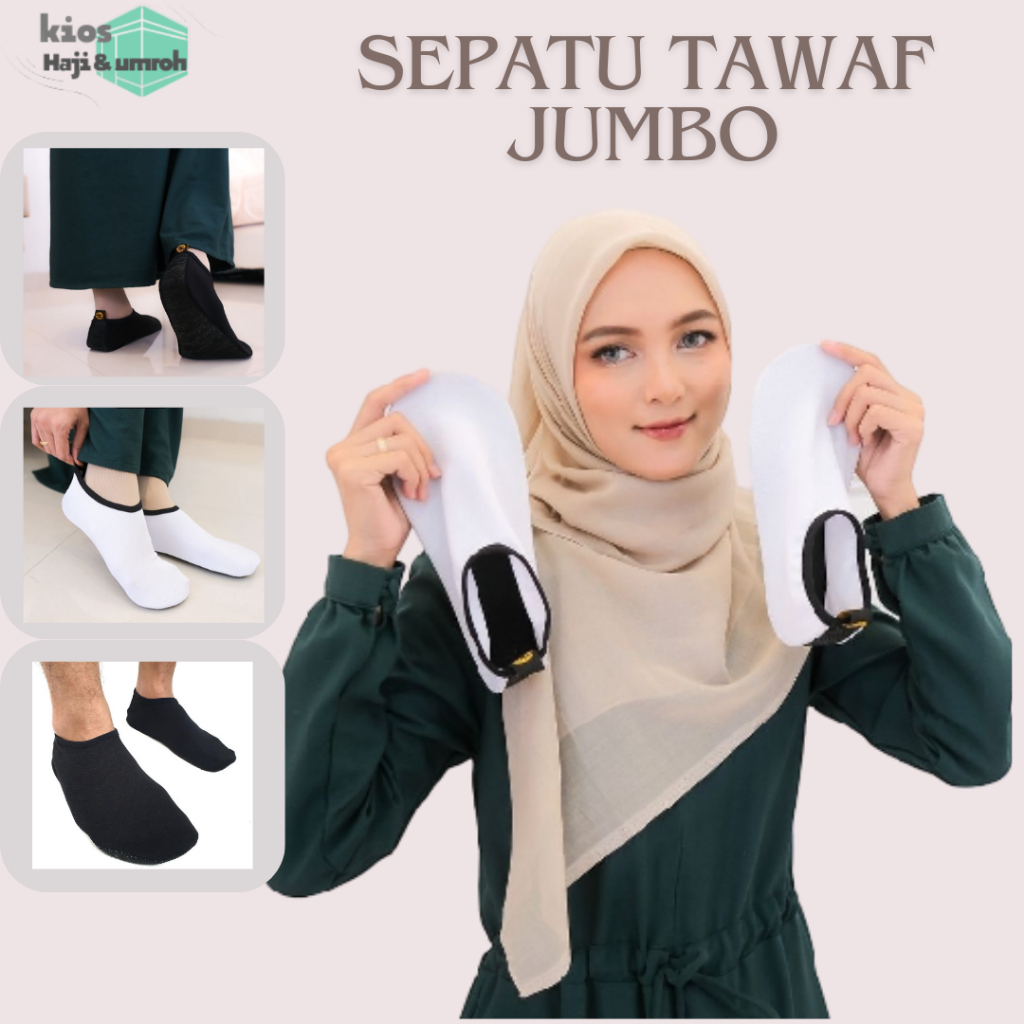 Sepatu Tawaf JUMBO Premium Pria Wanita Anti Slip Haji dan Umroh Kaos Kaki Dewasa Panjang Pendek Kare