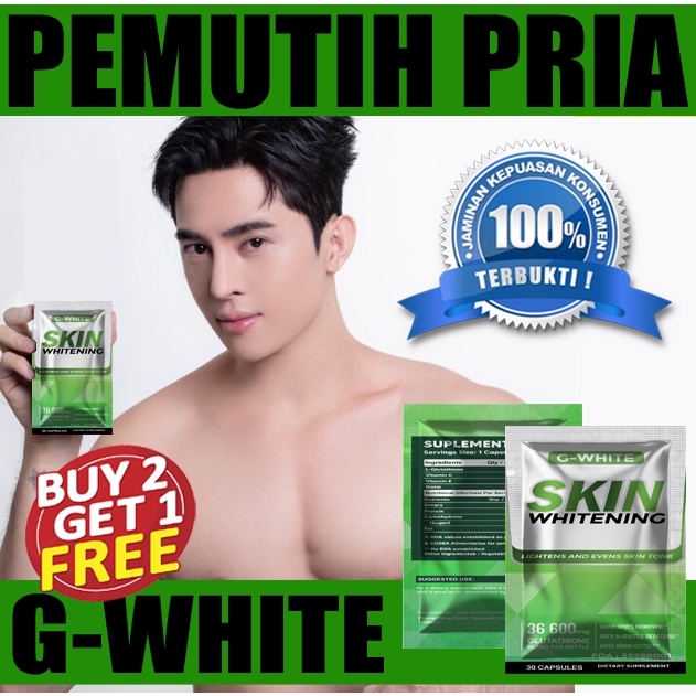 OBAT PEMUTIH KULIT PRIA G-WHITE SKIN WHITENING LEHER TUMIT DENGKUL LIPATAN MATA  KAPSUL GLUTATHIONE 