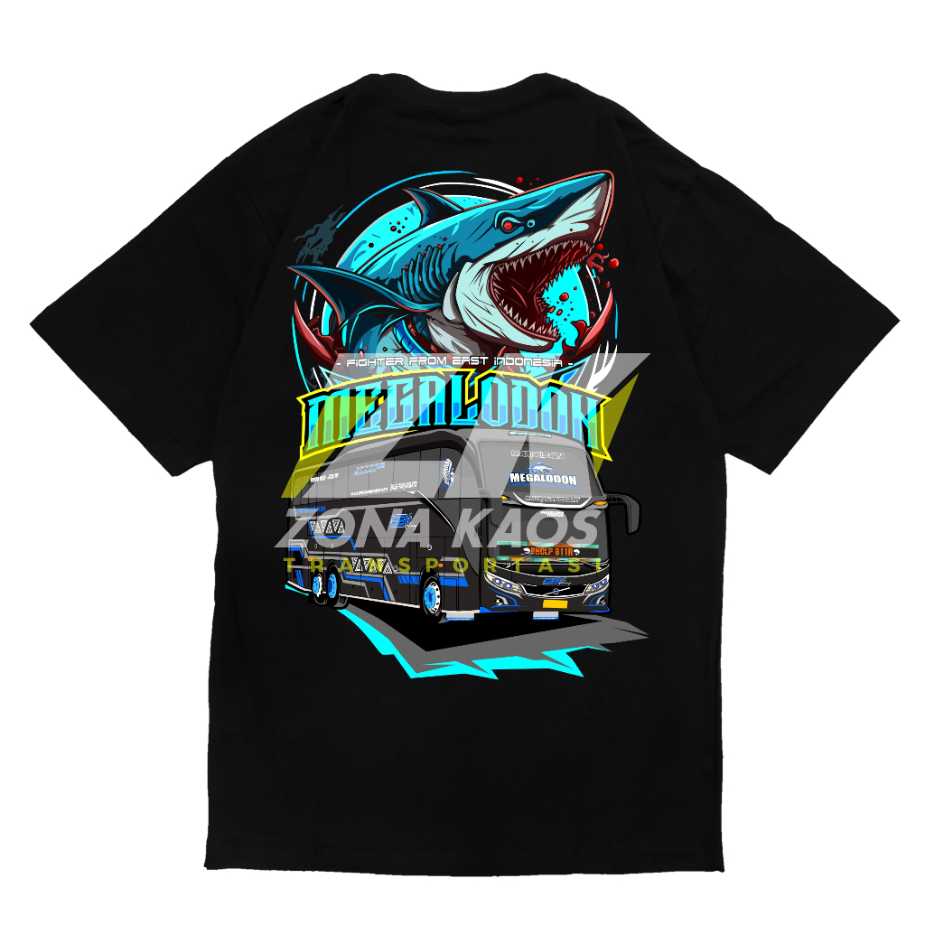 ( FREE STIKER ) KAOS BUS ANAK DAN DEWASA SGN HOLIDAY MEGALODON V1 - BAJU BUS MANIA