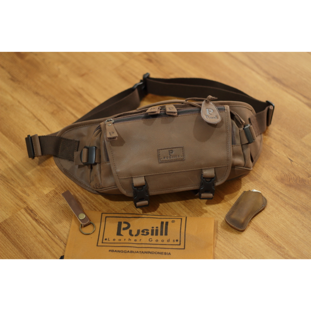 Pusiill-Waistbag Full Kulit Sapi Asli-Tas selempang kulit asli