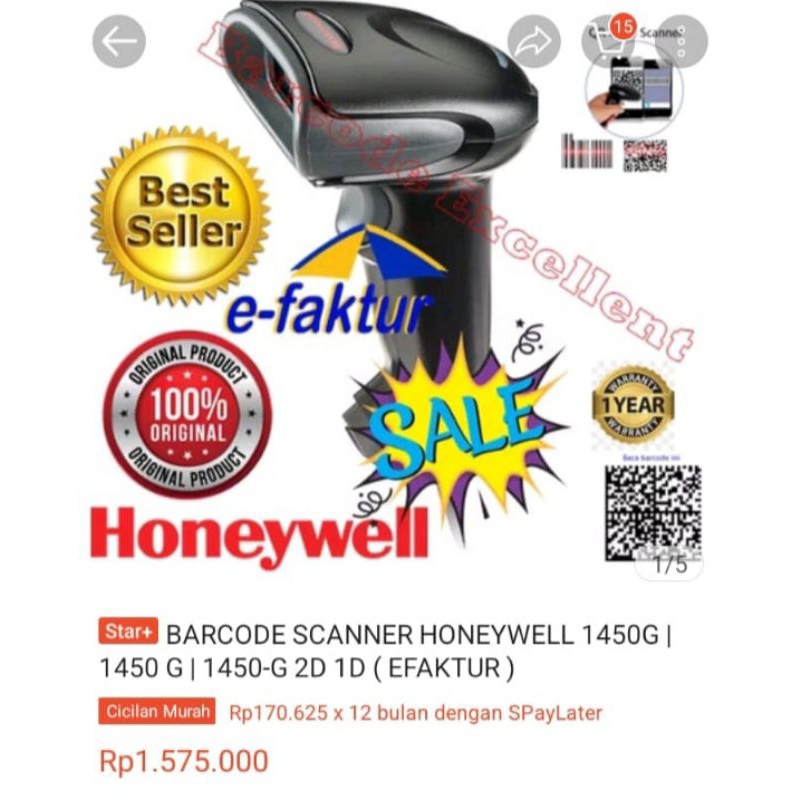 barcode scanner honeywell 1450G e faktur voyager baru murah bukan bekas atau preloved