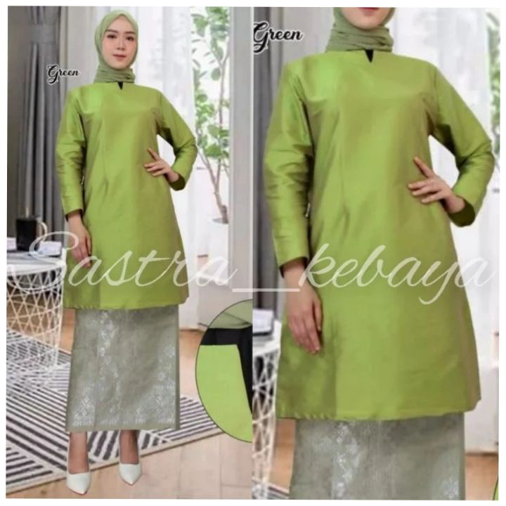 Baju kurung taffeta polosan jumbo // atasan baju kurung taffeta melayu // atasan baju kurung bahan t