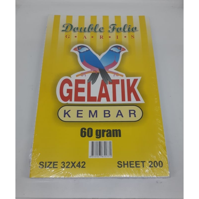 KERTAS DOUBLE FOLIO BERGARIS GELATIK 200 LEMBAR (60GRAM)