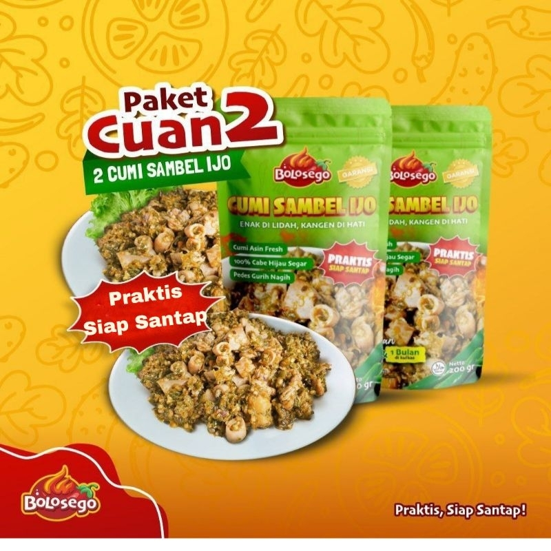

PAKET CUAN 2 (2 PACK CUMI SAMBEL IJO) BOLOSEGO