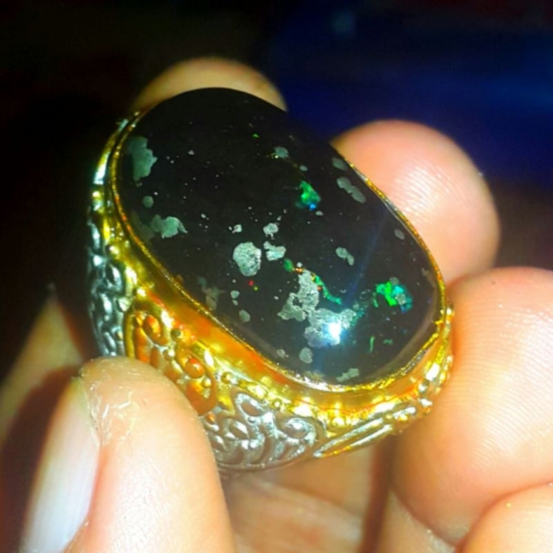 Black Opal Kalimaya Sempur Banten Jarong Natural Jumbo Kombinasi Badar Emas