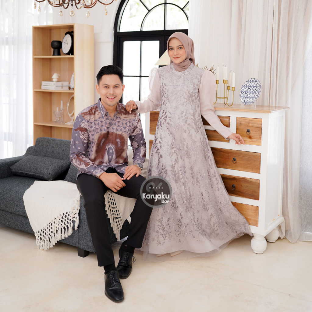 SET COUPLE GAMIS PREMIUM KEMEJA LENGAN PANJANG KANTOR KONDANGAN PESTA KARYAKU BAE PEKALONGAN