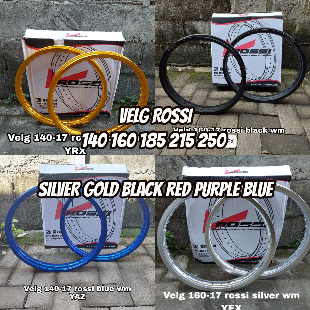 VELG ROSSI PELEK ROSSI RING 17 TERSEDIA UKURAN 140 160 185 215 250 SEMUA WARNA