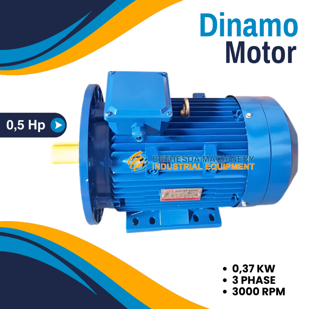 Dinamo 0.5 HP 0.37 KW 3000 RPM Electro Motor 3Phase Electricity 0,5HP