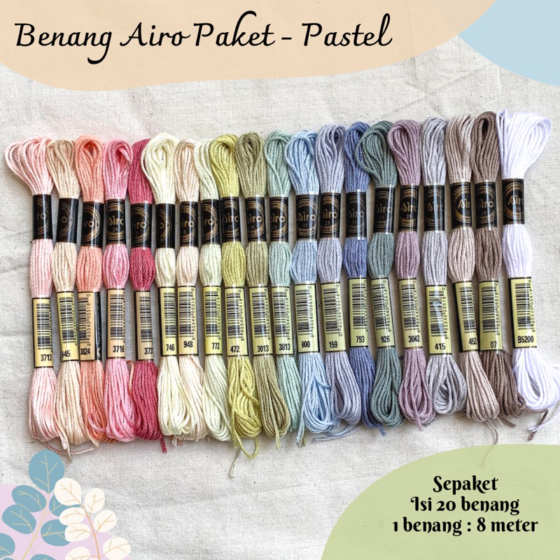 Paket Benang Sulam Airo - Pastel (20 benang)