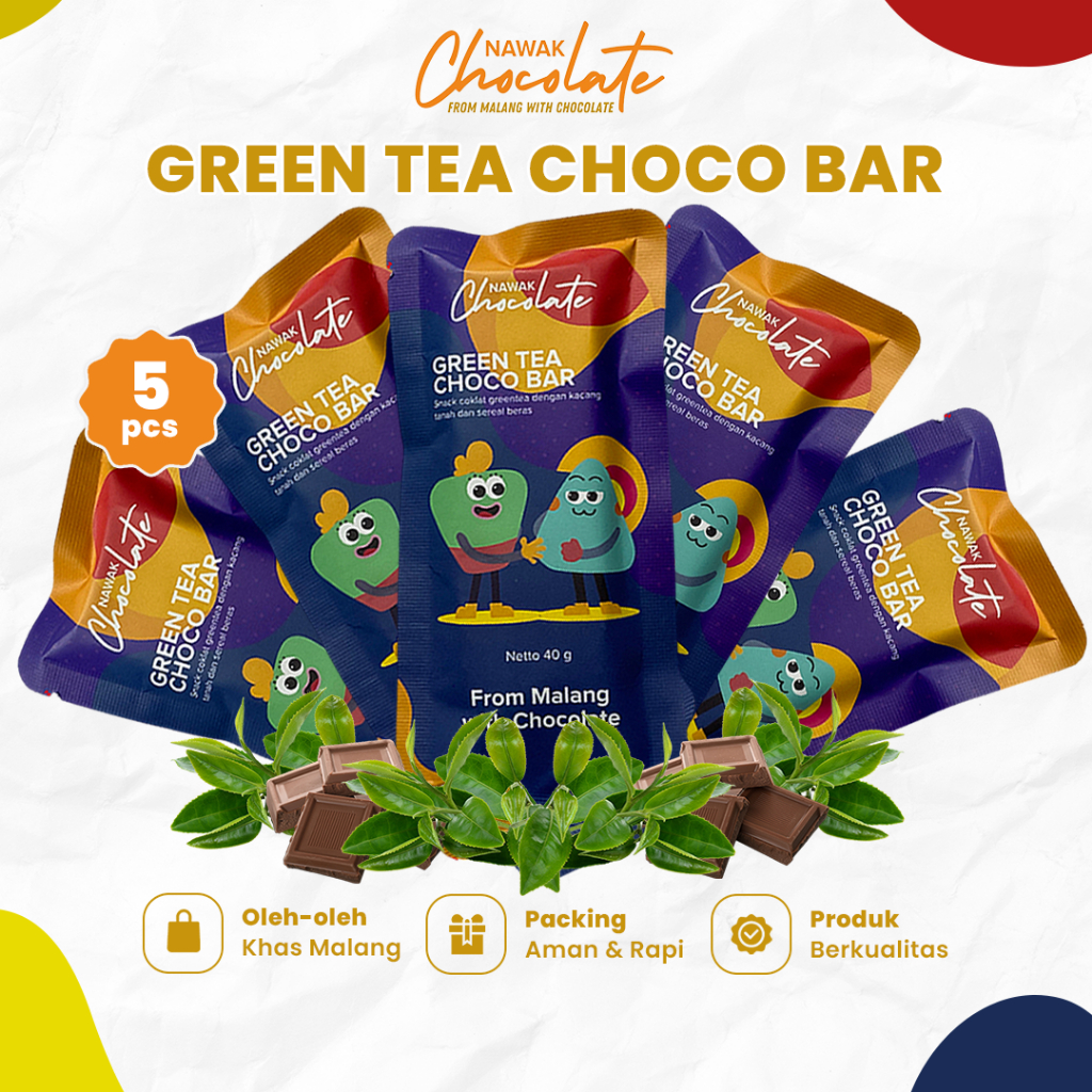 Coklat Nawak Rasa Greentea Isi 5 Pcs Chocolate Bar Snack Cokelat Batangan Oleh Oleh Khas Malang