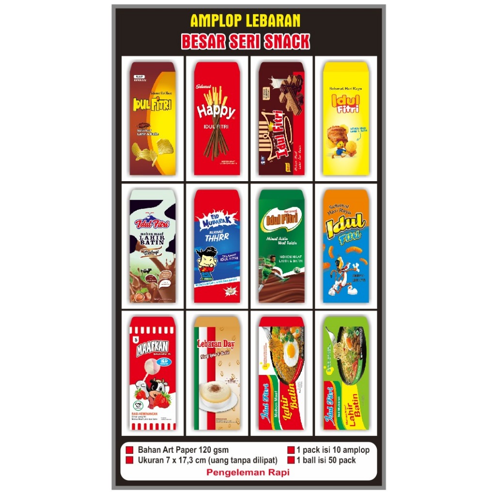 

Amplop Lebaran Snack Panjang Bahan Tebal Premium Bebas Pilih Motif - isi 10