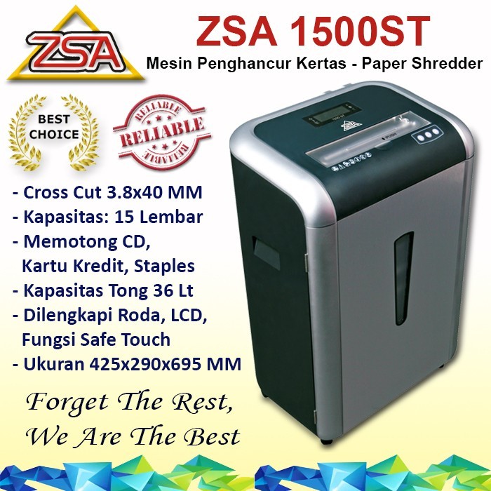 ZSA 1500ST Penghancur Kertas, Shredder 15 Lembar, Super Heavy Duty, Original, Garansi Resmi | Offici