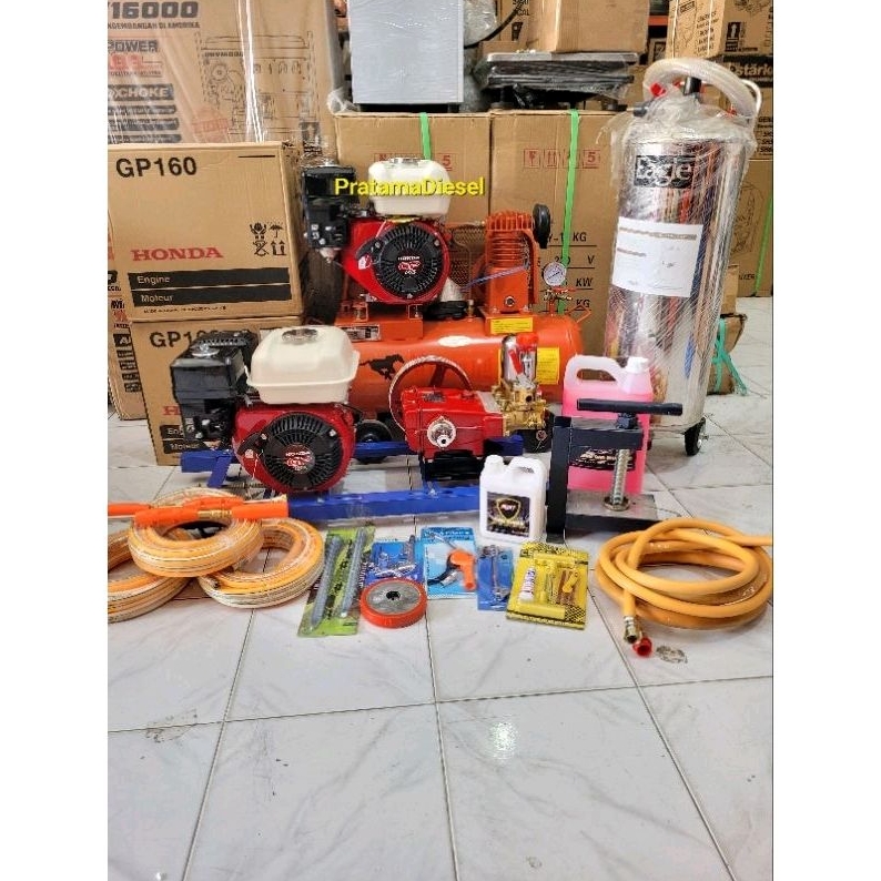 Paket Kompresor Steam HONDA GP160 Cuci Motor Mobil Buat Usaha +Tambal Ban