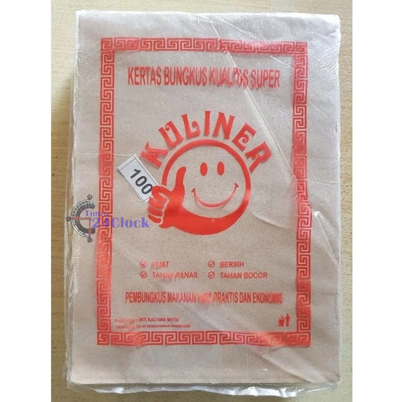 100 Lembar-Kertas Nasi Persegi Panjang Coklat / Kertas Bungkus Nasi Warteg Ukuran 27cm X 37cm Time