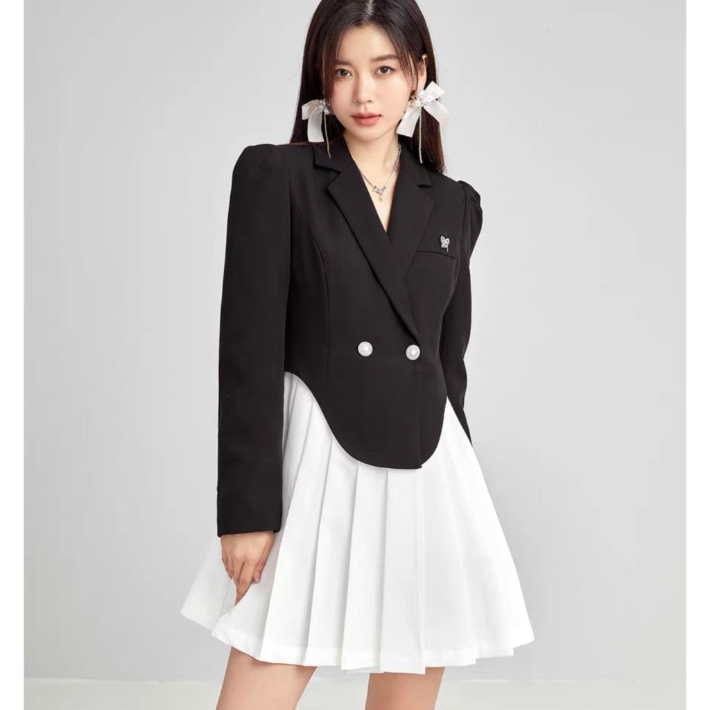 Dress jas kombi warna 9638 / Dress wanita / dress korea / dress model terbaru / dress cantik kekinia