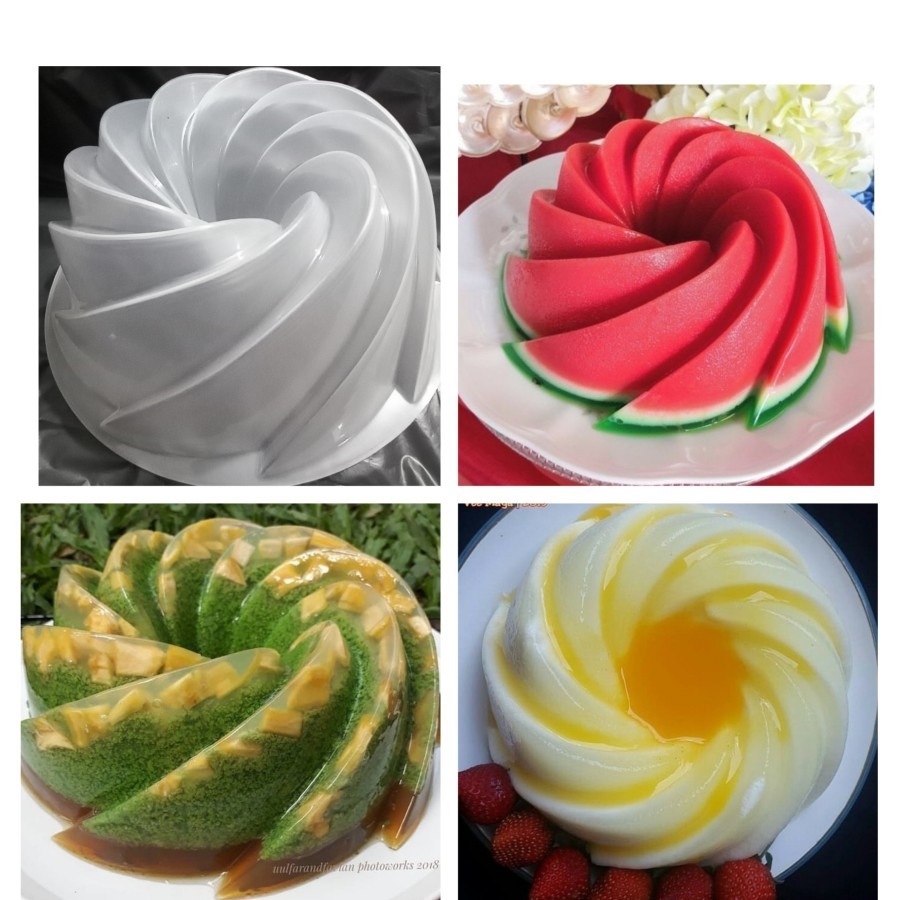 Loyang Puding Spin Twister Besar Cetakan Agar Rosemerry Plastik Tebal