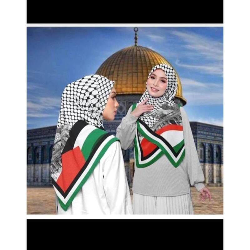 PROMO HIJAB PALESTINA AL AQSA segi empat voal premium