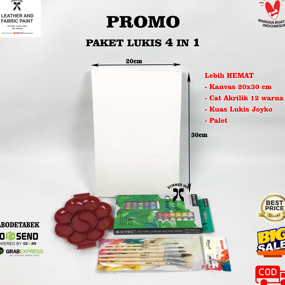 

Best [SALE] PAKET SEKOLAH LUKIS 4 IN 1 KANVAS 20X30 / CAT AKRILIK / PALET / KUAS SET TERMURAH - Svmmerink Stock Banyak