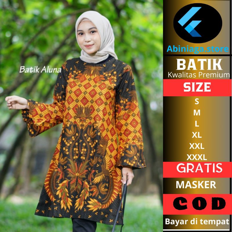Baju Batik Wanita Tunik Premium Aluna TBA 095