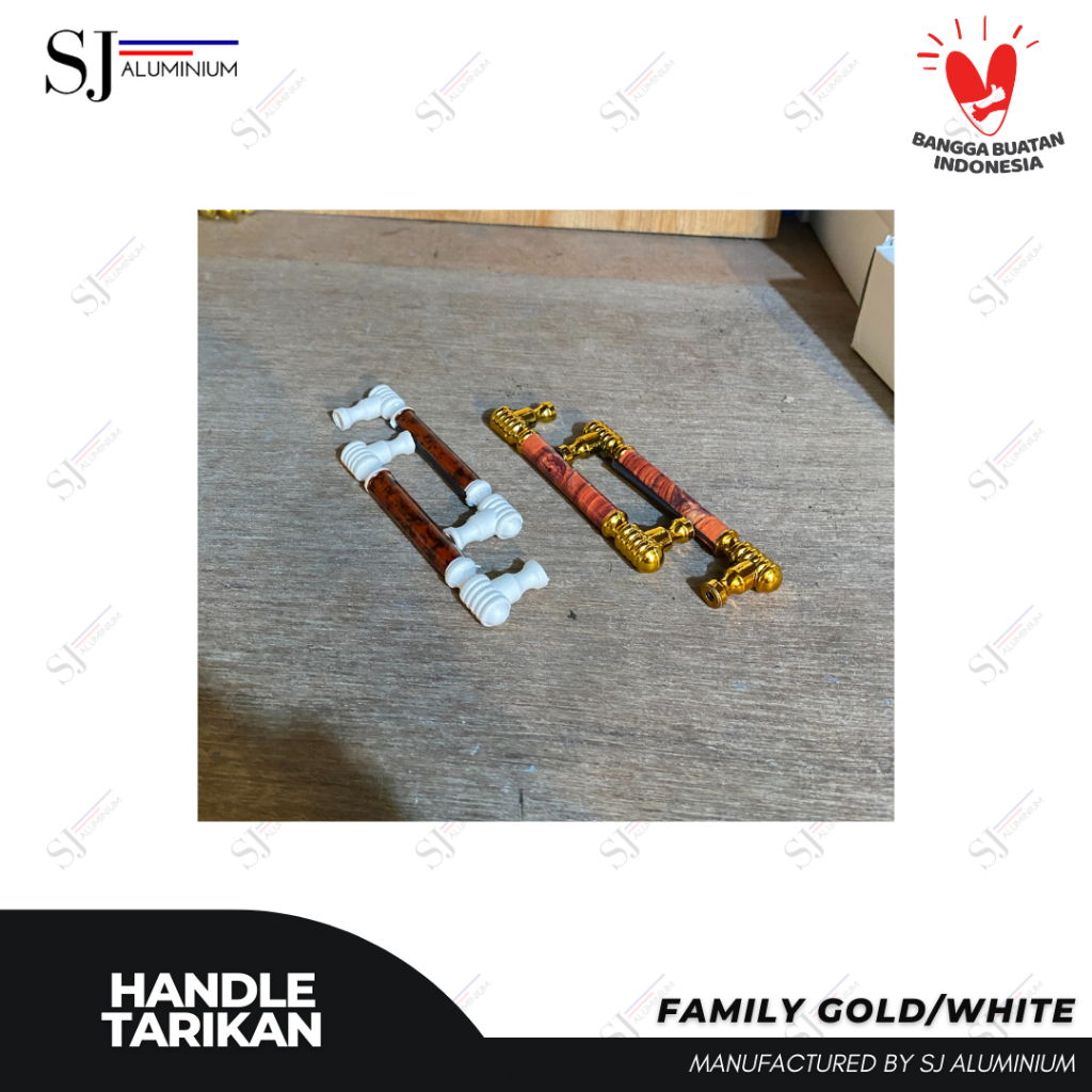 Handle Tarikan Gagang Pintu Laci & Rak Piring Bahan Plastik - Tipe Family Putih / Gold