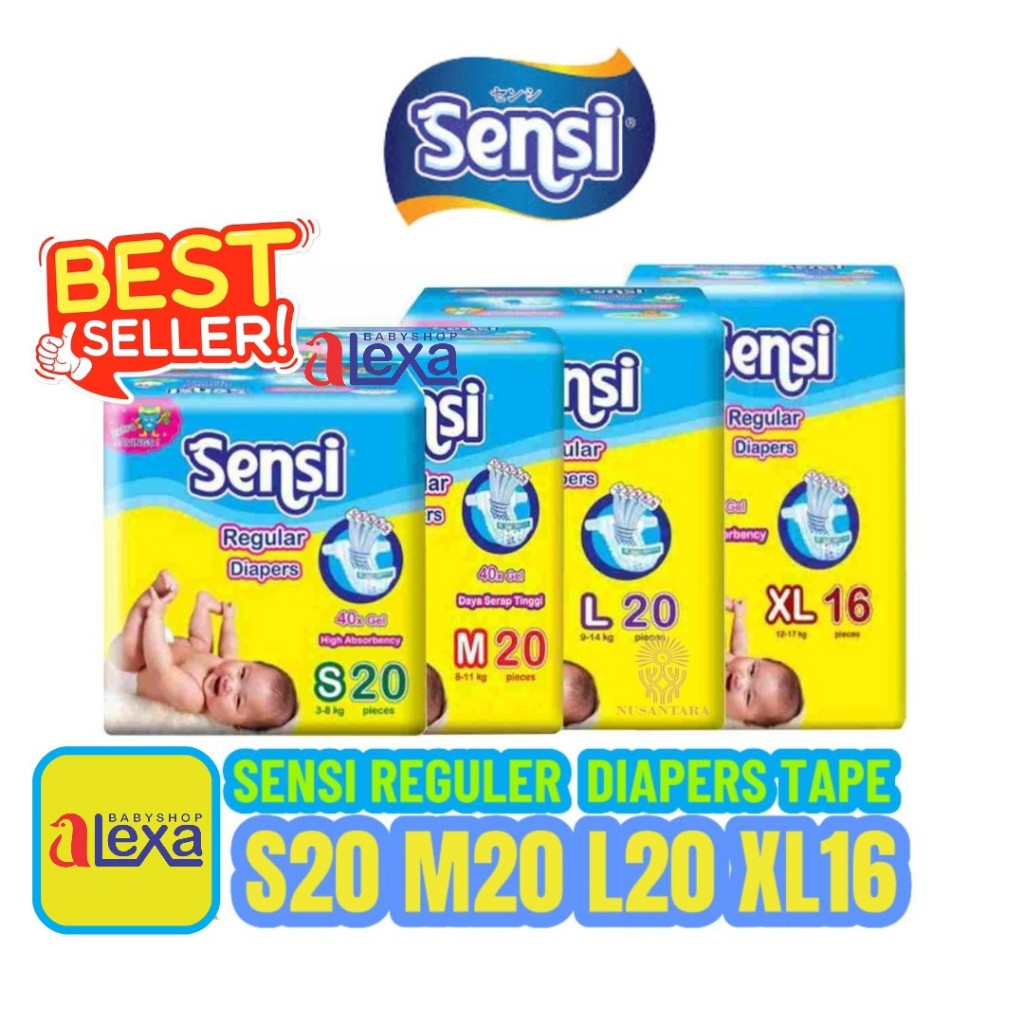 SENSI popok bayi perekat -  diapers bayi newborn tape NB 12 S20 M20 L20 XL16
