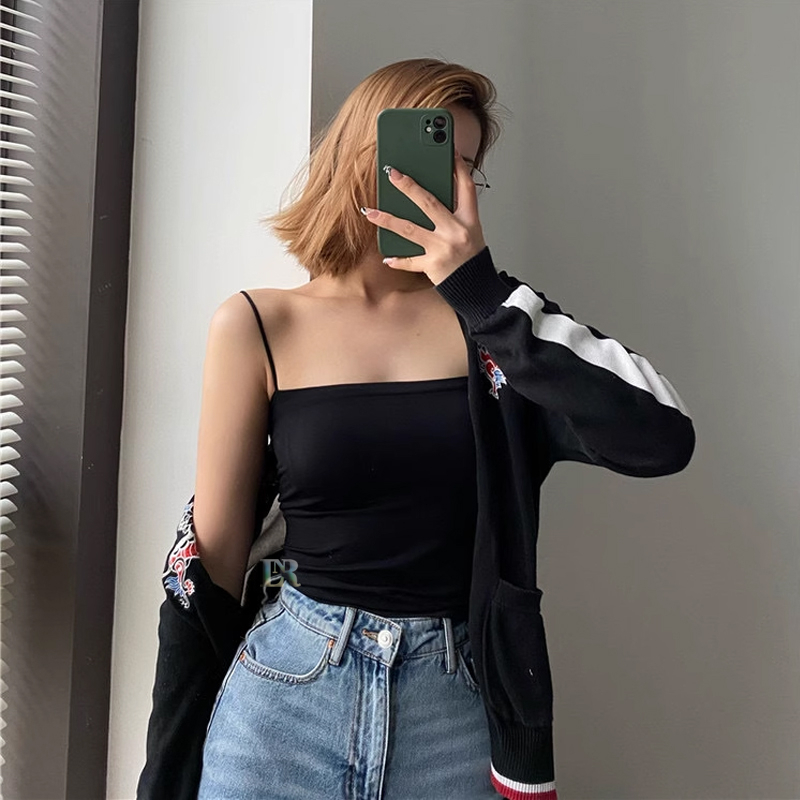 Tanktop-009 Untuk Wanita Remaja Dewasa Import Tank Top Polos Panjang Cotton Streach Dengan Cup Busa 