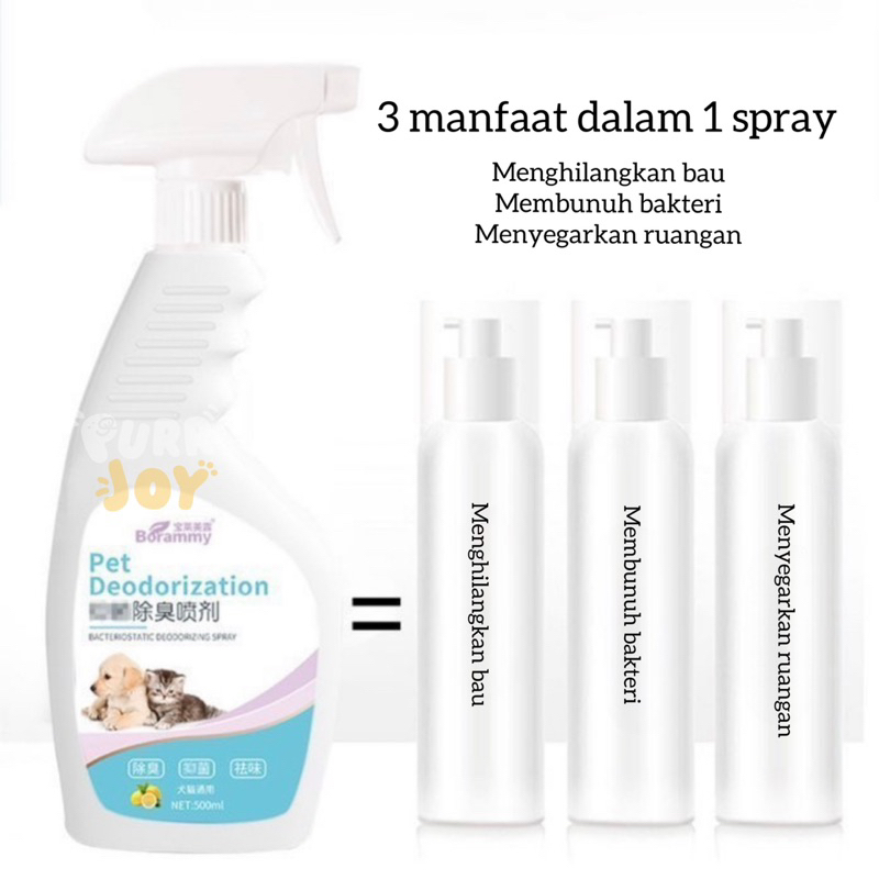 PURRJOY Borammy Pet Deodorization 500 ml / Penghilang Bau Kotoran Pipis Pesing Hewan Peliharaan Anjing Kucing / Spray Penghilang Bau Pesing Kandang Anjing Kucing