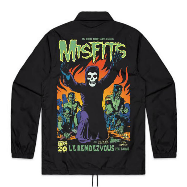 Dijual  JAKET COACH BAND MISFITS | WINDBREAKERS HITAM PRIA | JAKET PUNK | COACH JAKET MISFITS  | JAK