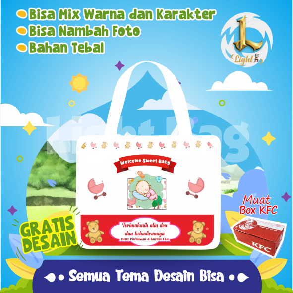 

TAS SOUVENIR ULTAH SYUKURAN BAYI CUSTOM / TAS SOUVENIR PREMIUM / GRATIS DESAIN / BONUS FOTO ANAK / GOODIE BAG CUTE SYUKURAN BAYI / TAS ULANG TAHUN SYUKURAN BAYI / TAS ULTAH CUSTOM / TAS SOUVENIR 2 HARI JADI / TAS ULTAH / TAS ULANG TAHUN / BISA TAMBAH FOTO