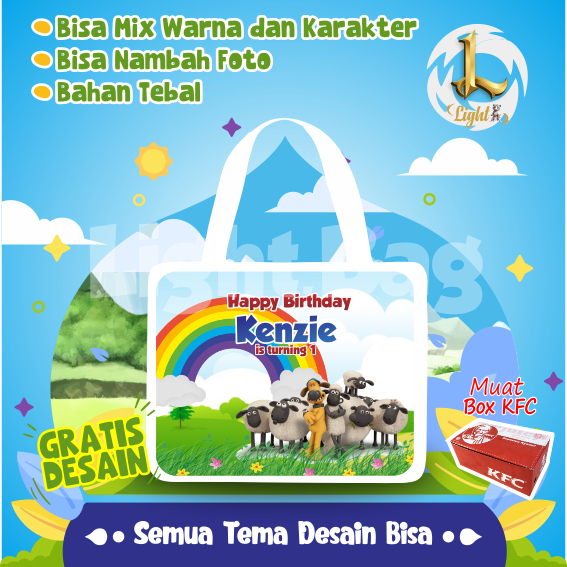 

TAS SOUVENIR ULTAH SHAUN THE SHEEP CUSTOM / TAS SOUVENIR PREMIUM / GRATIS DESAIN / BONUS FOTO ANAK / GOODIE BAG CUTE SHAUN THE SHEEP / TAS ULANG TAHUN SHAUN THE SHEEP / TAS ULTAH CUSTOM / TAS SOUVENIR 2 HARI JADI / TAS ULTAH / TAS ULANG TAHUN / BISA TAMBA