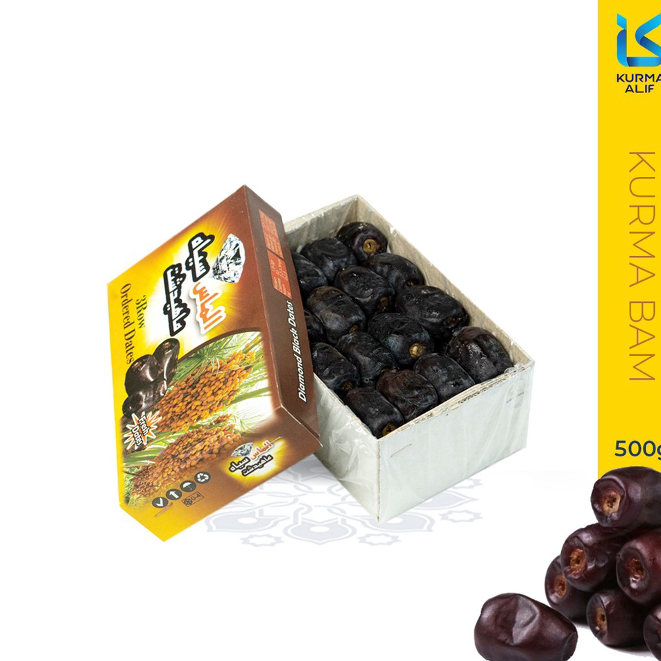 

Model Baru Kurma Bam Black Diamond 500 gr Kurma Bam Original Dates KURMA ALIF Laris