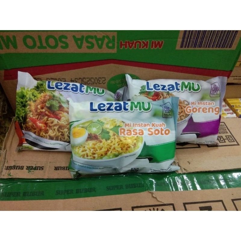 

Mie LezatMu mi instan rasa soto/ayam bawang/goreng