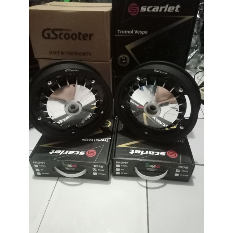 velg gscooter + tromol scarlet vespa px ps super sprint terbaik