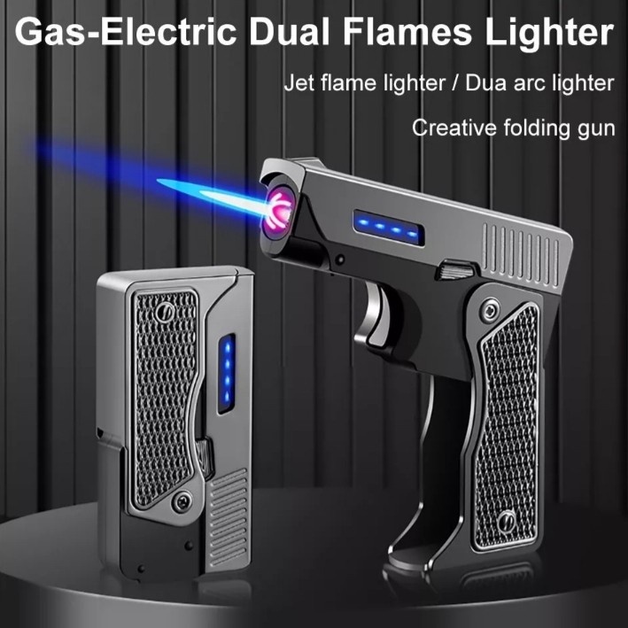 Korek Api 2In1 Bara Dan Elektrik Cas USB Double Plasma Lighter 1909