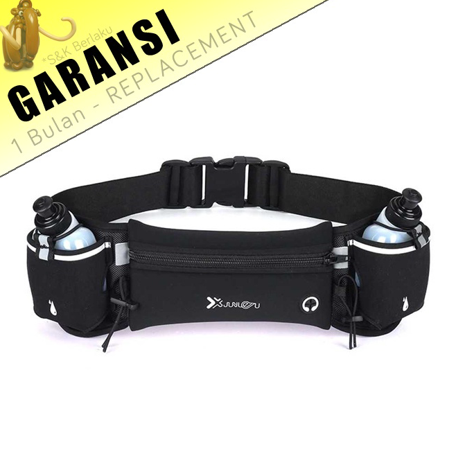 Ready Stock [COD] Tas Pinggang Lari Olahraga Running Bag Polyester Storage Slot 2 Botol Minum Waist 