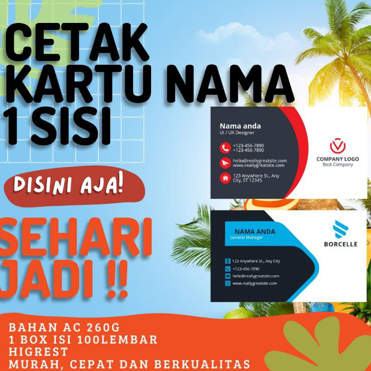 

Model Terkini CETAK KARTU NAMA (1 sisi) 1box isi 100lembar