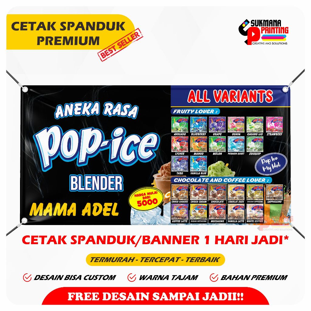 CETAK SPANDUK BANNER ANEKA MINUMAN POP ICE BLENDER