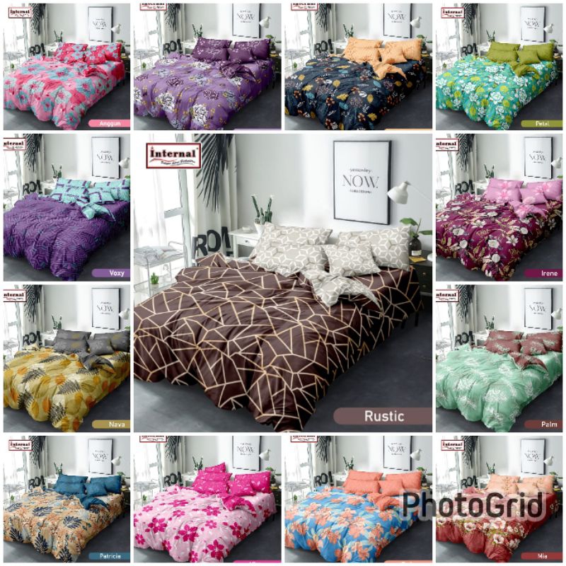 Bedcover Set Internal Fitted Flat Ukuran King 180 X 200 CM / Quenn 160 X 200 CM Tinggi 25 CM Bahan T