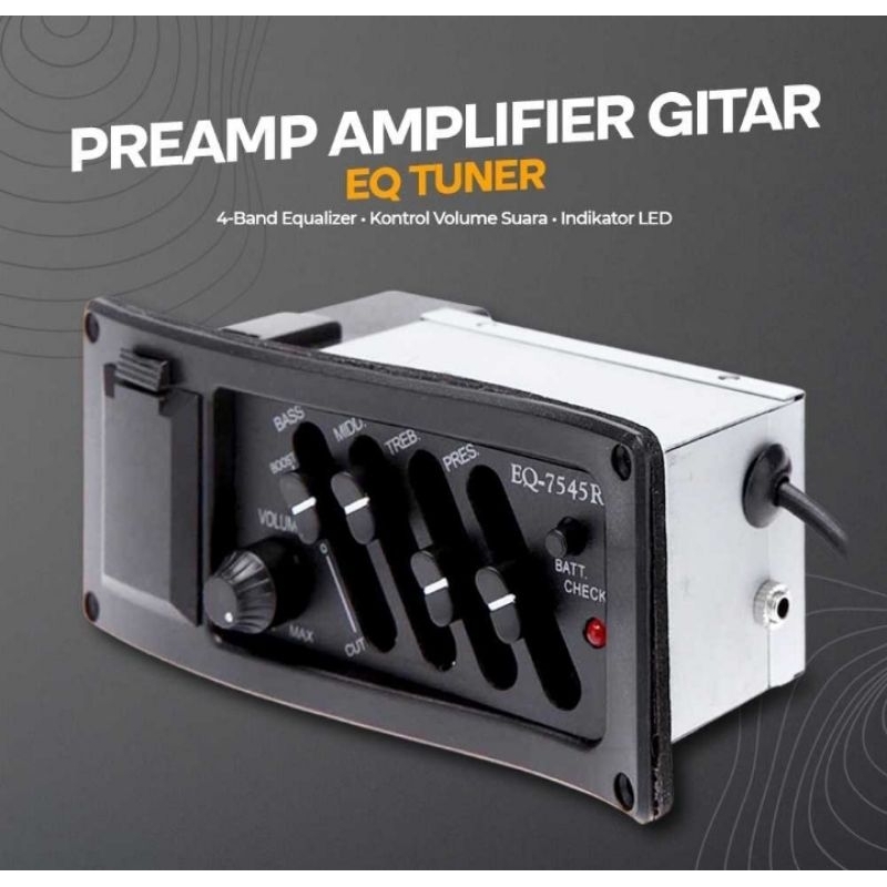 Preamp Amplifier Gitar EQ Tuner - EQ-7545R