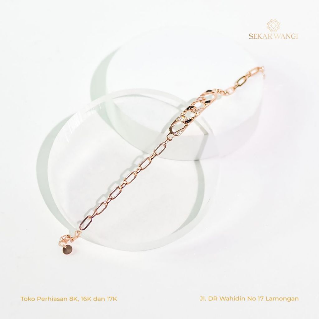 GELANG EMAS GOLD RANTAI PLAT S, EMAS ASLI KADAR 8K (375%)