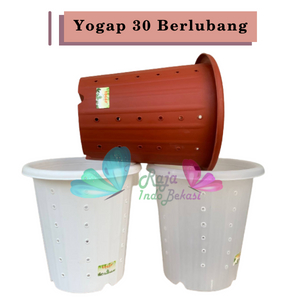 Pot Yogap 30 BERLUBANG Putih Bening Transparan Merah Bata Merah Coklat Terracota Terracotta-POT BUNG