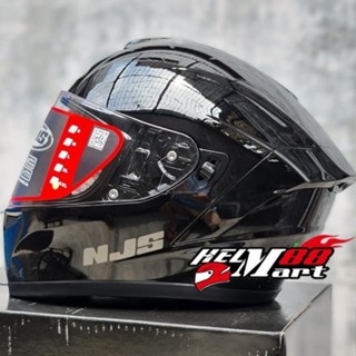 HELM NJS ZX-1 Solid BLACK GLOSSY Hitam NJS ZX-1 Solid Helm Fullface