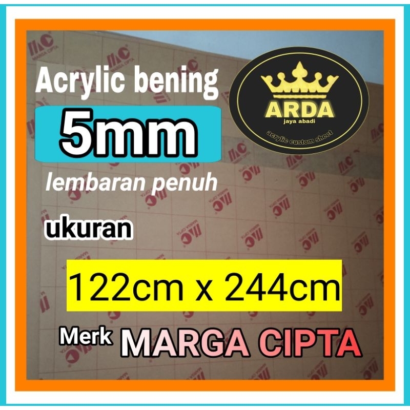 akrilik 5mm bening 122 x 244 lembaran penuh marga cipta