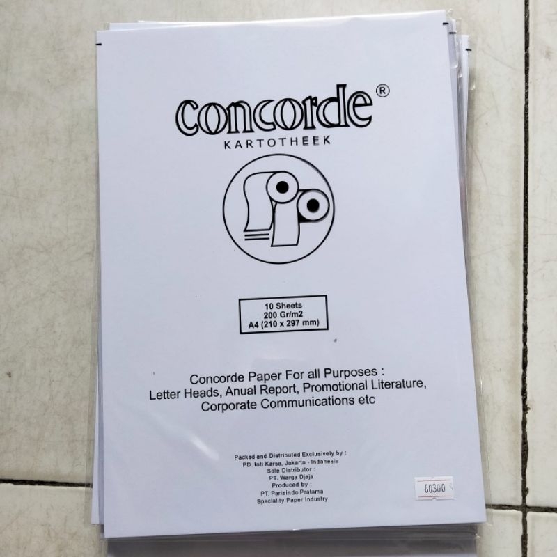 

Kertas Concorde A4 200 gr Putih Isi 10 Lembar